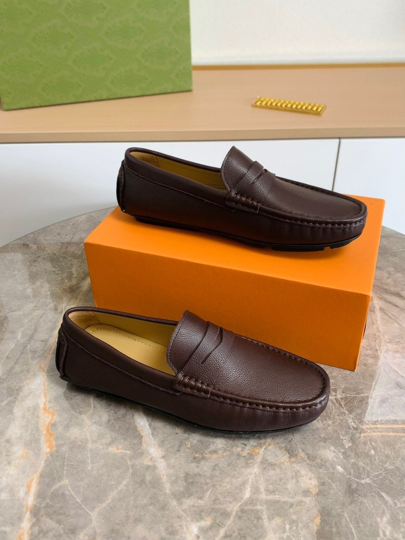Brown Moc-Toe Slip-On Loafers — side