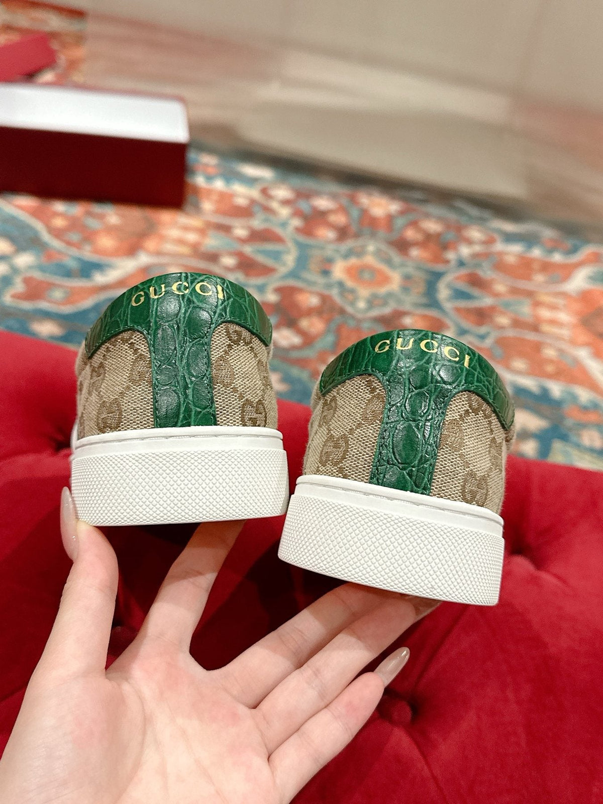 Gucci Monogram Stripe Slip-On Sneakers — back