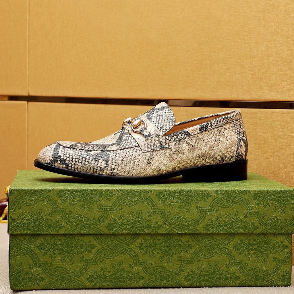 Gucci Snakeskin-Pattern Loafers — side