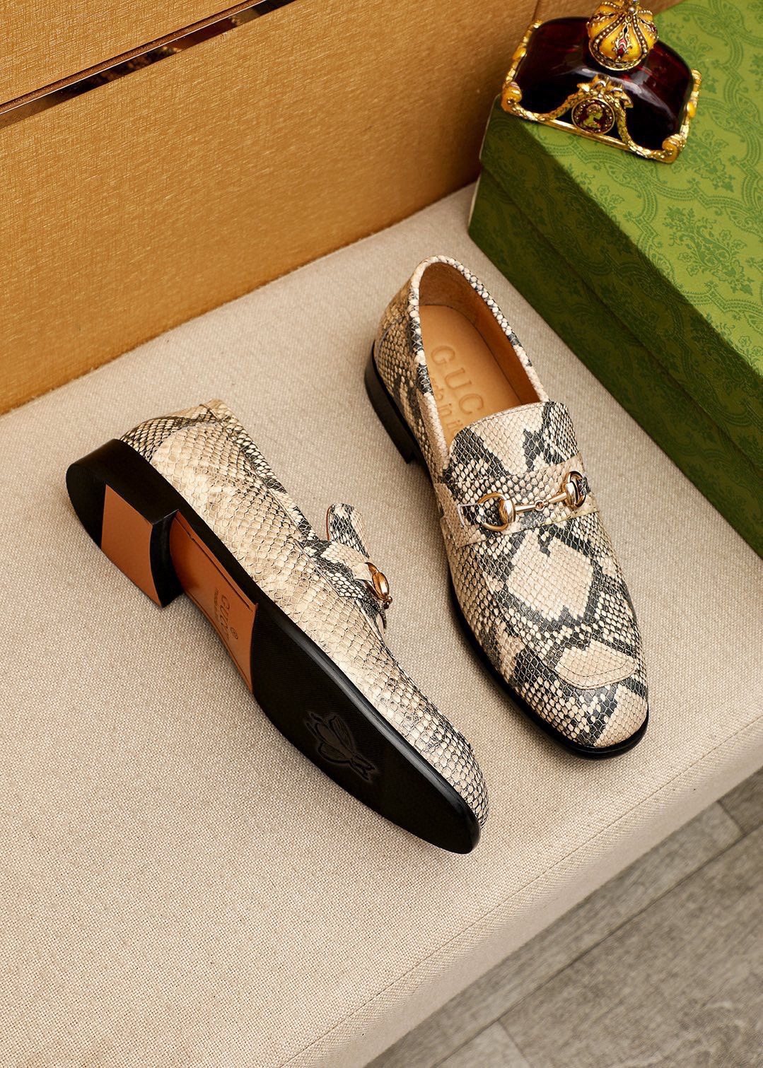 Gucci Snakeskin-Pattern Loafers — front