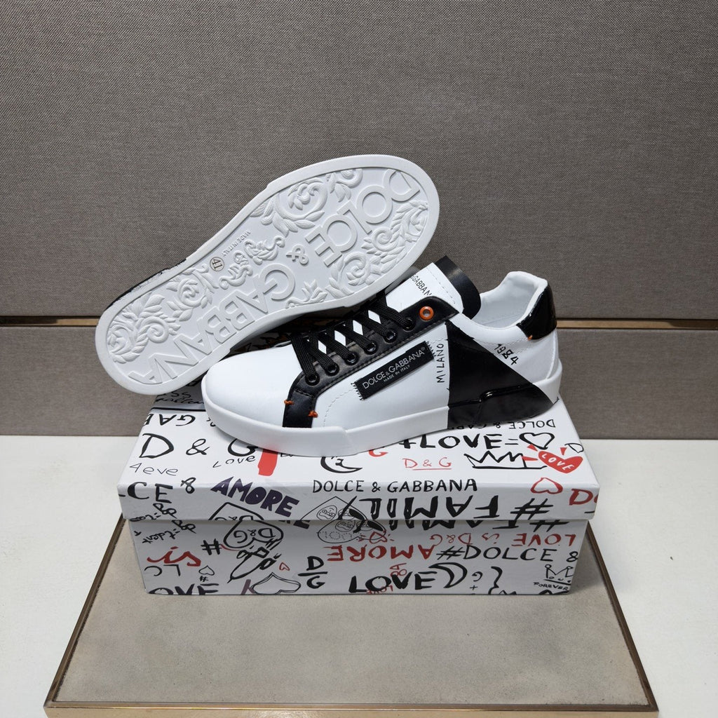 Dolce & Gabbana White Black Orange Low-Top Sneakers — detail