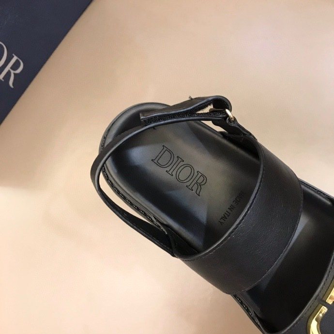 Dior Black Gold-Tone Hardware Sandals — detail