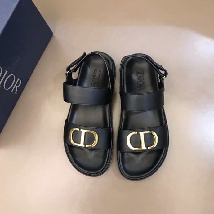 Dior Black Gold-Tone Hardware Sandals — hero