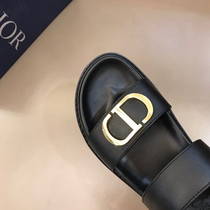 Dior Black Gold-Tone Hardware Sandals — detail