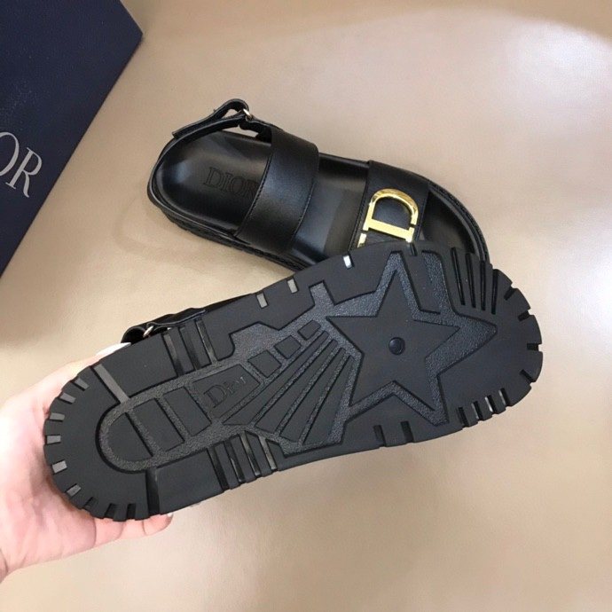 Dior Black Gold-Tone Hardware Sandals — detail