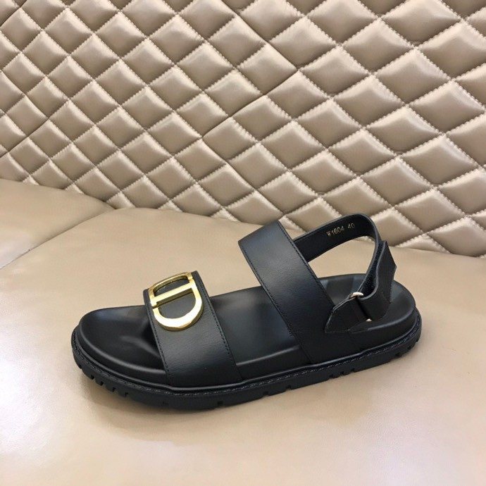 Dior Black Gold-Tone Hardware Sandals — side