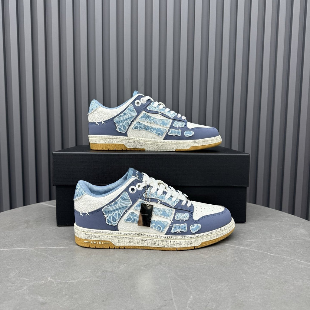 AMIRI Light Blue Patchwork Sneakers — side