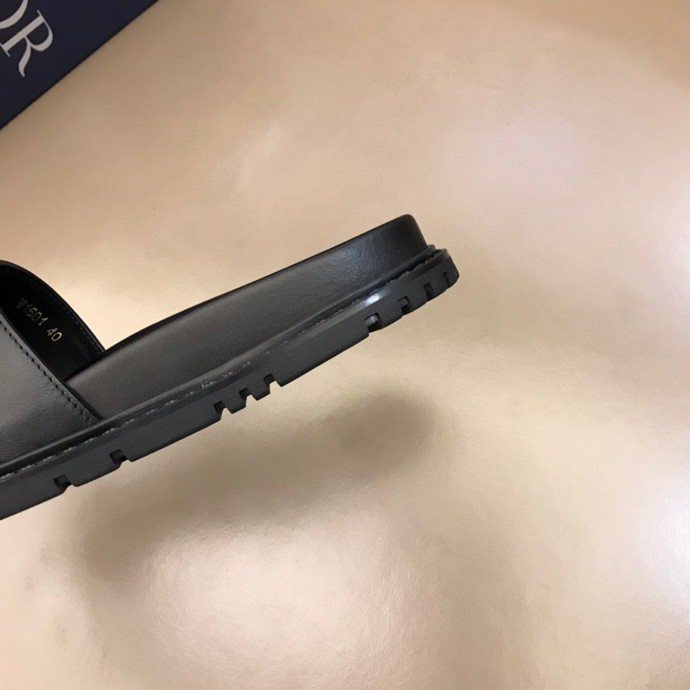 Dior Black Gold-Tone CD Slide Sandals — detail