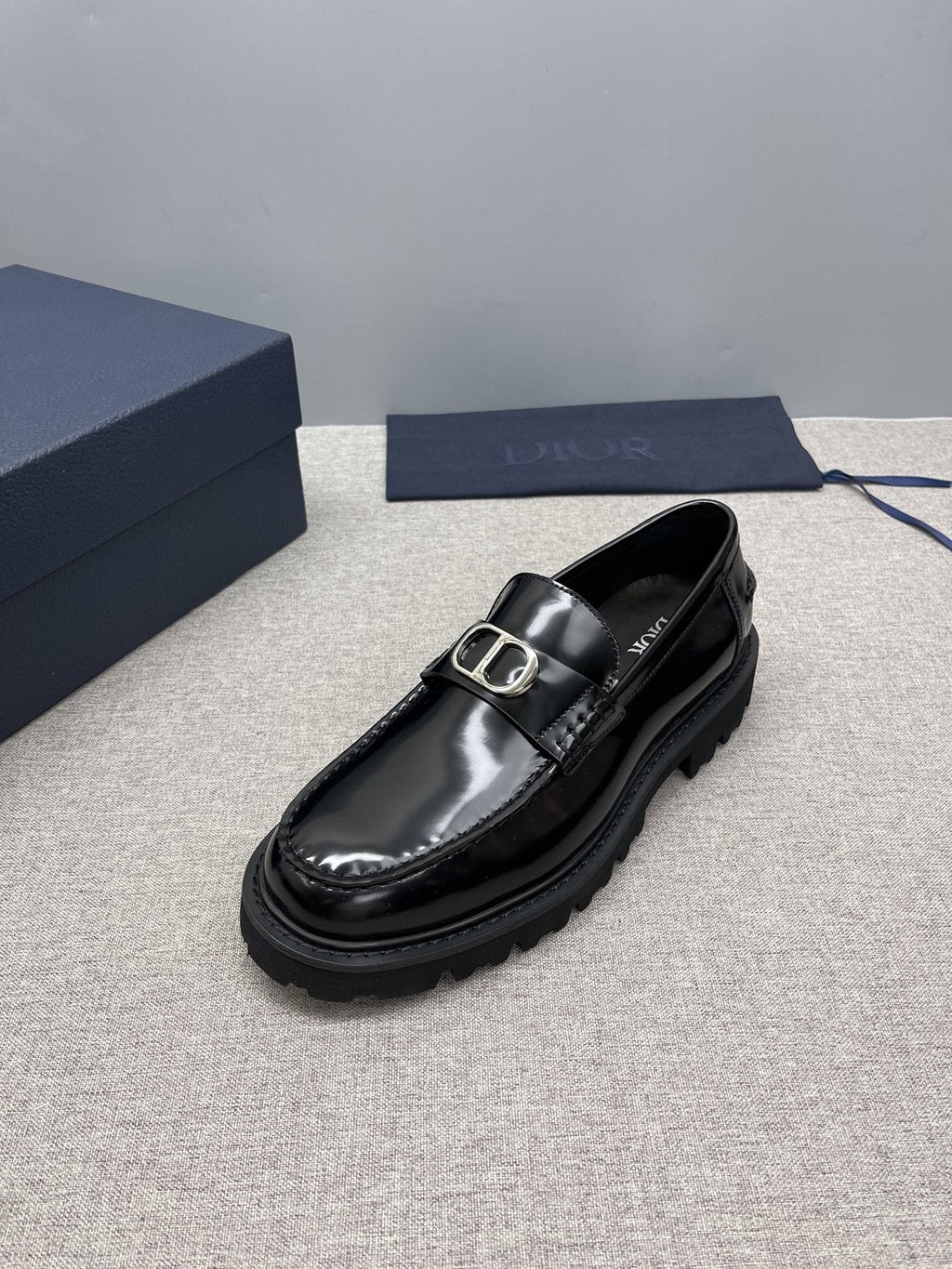 Dior Black Buckle Loafers — side