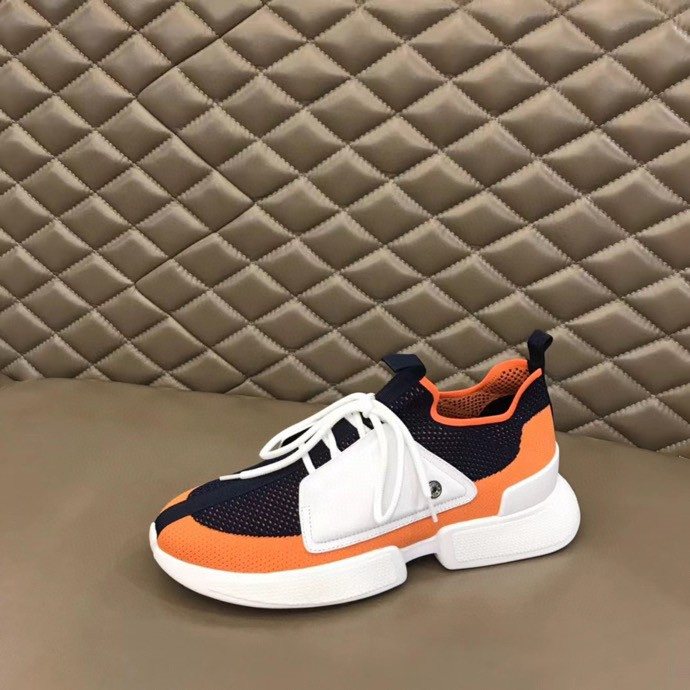 Black Orange & White Knit-Look Sneakers — side