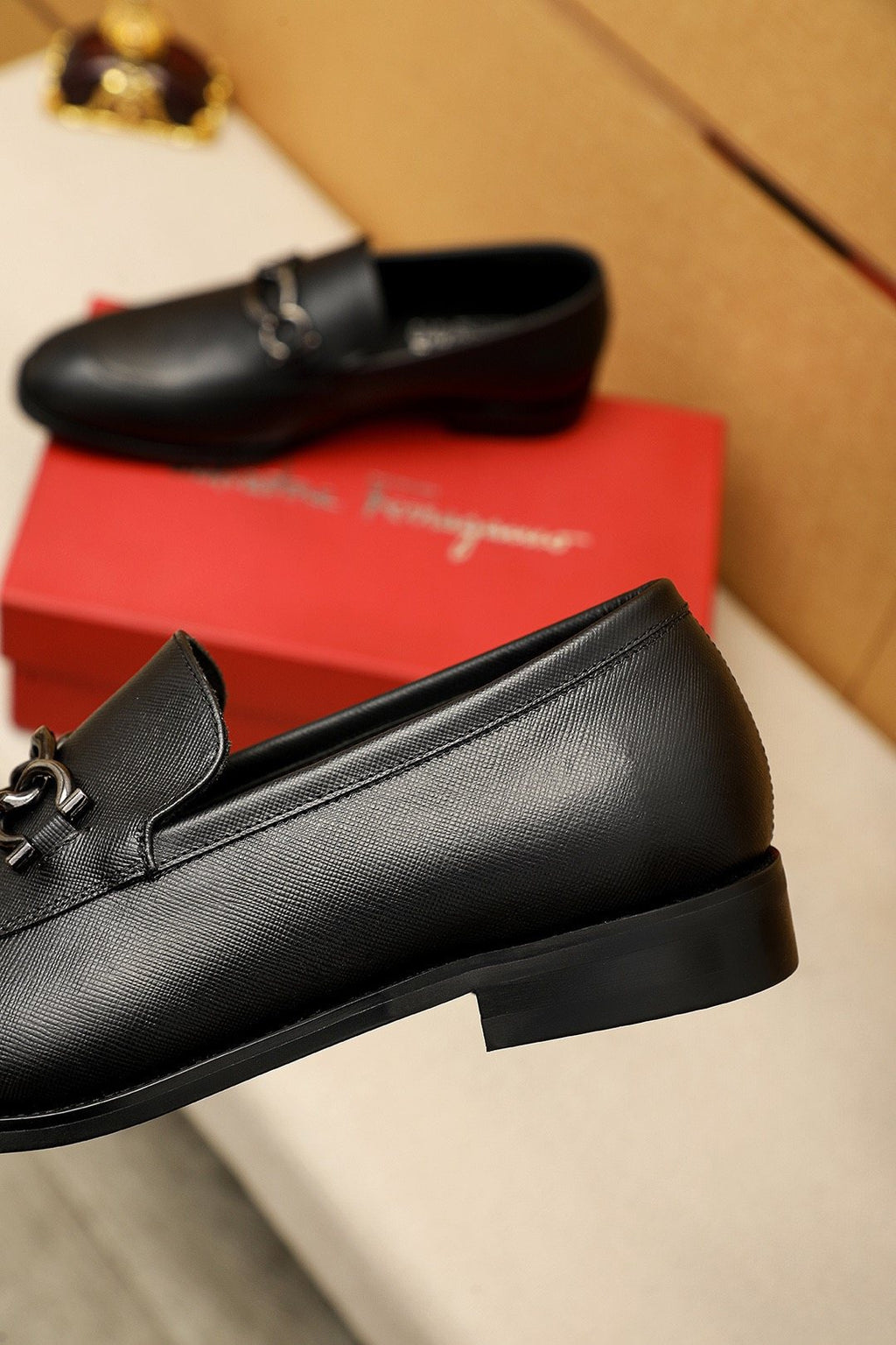 Ferragamo Black Bit Loafers — side