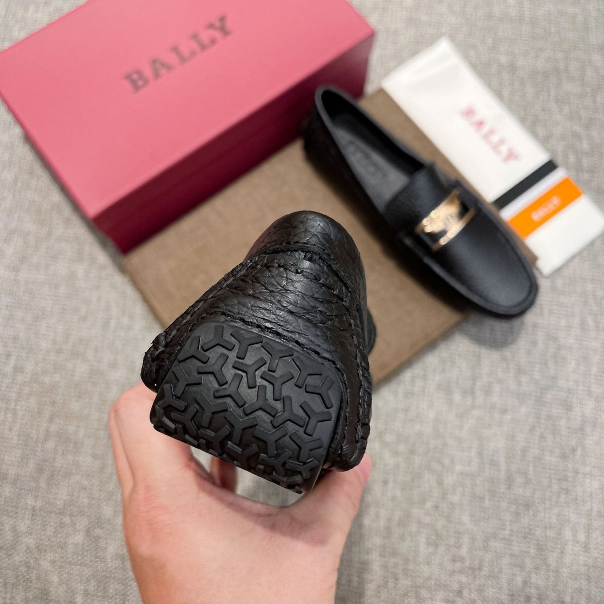 Bally Black Textured Slip-On Loafers — detail