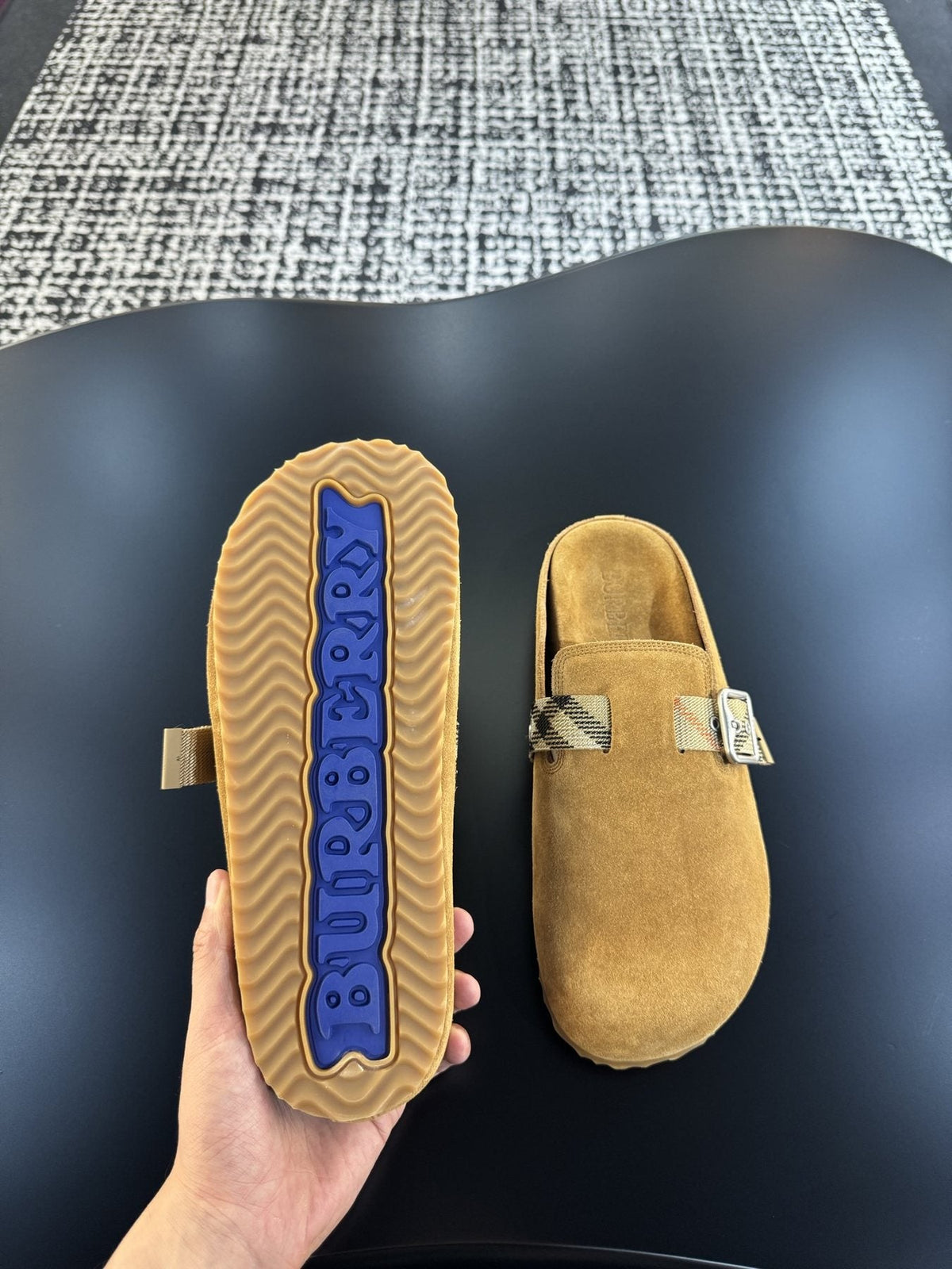 Burberry Camel Check Strap Slide Sandals — side