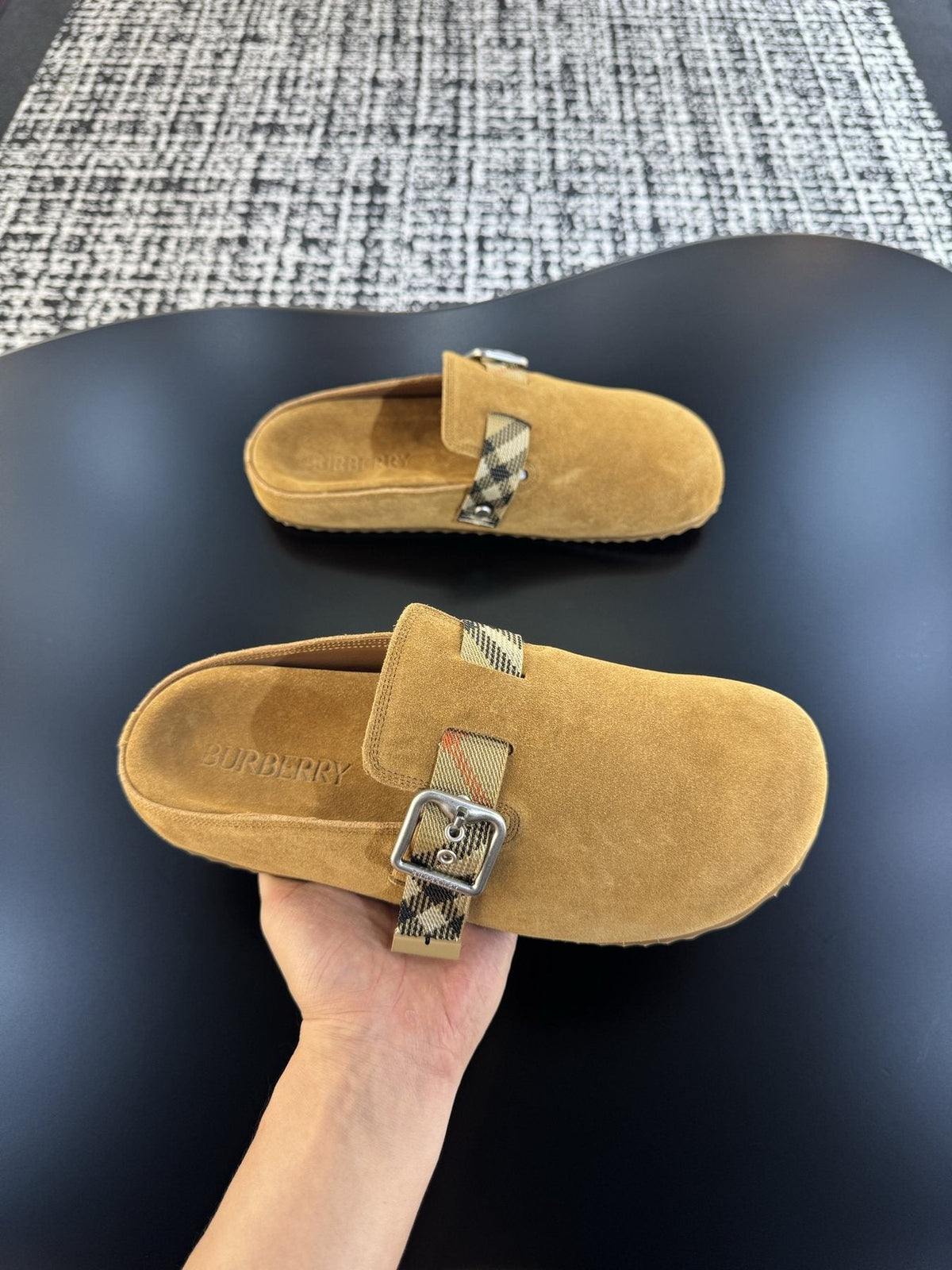 Burberry Camel Check Strap Slide Sandals — model