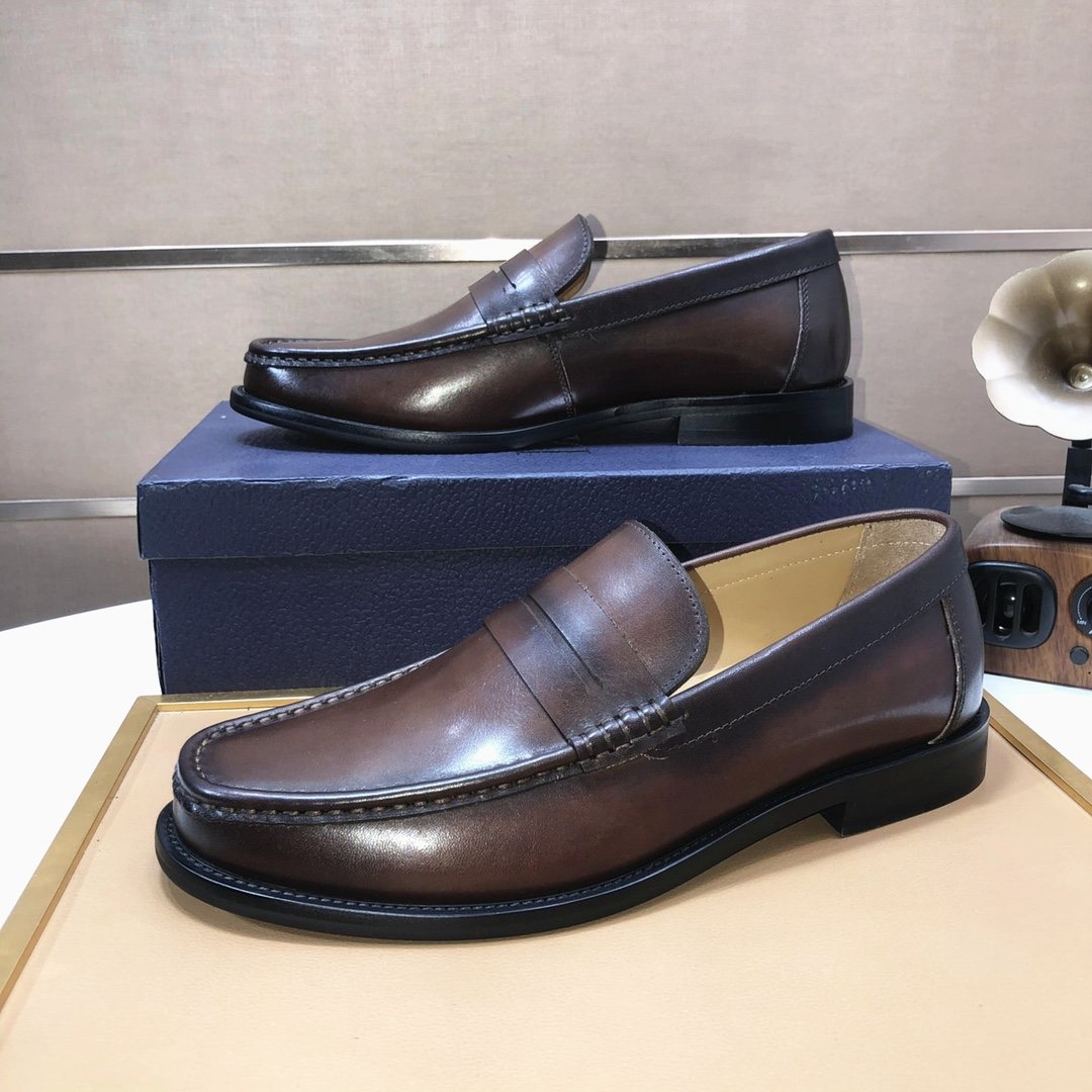 Dior Dark Brown Penny Loafers — side