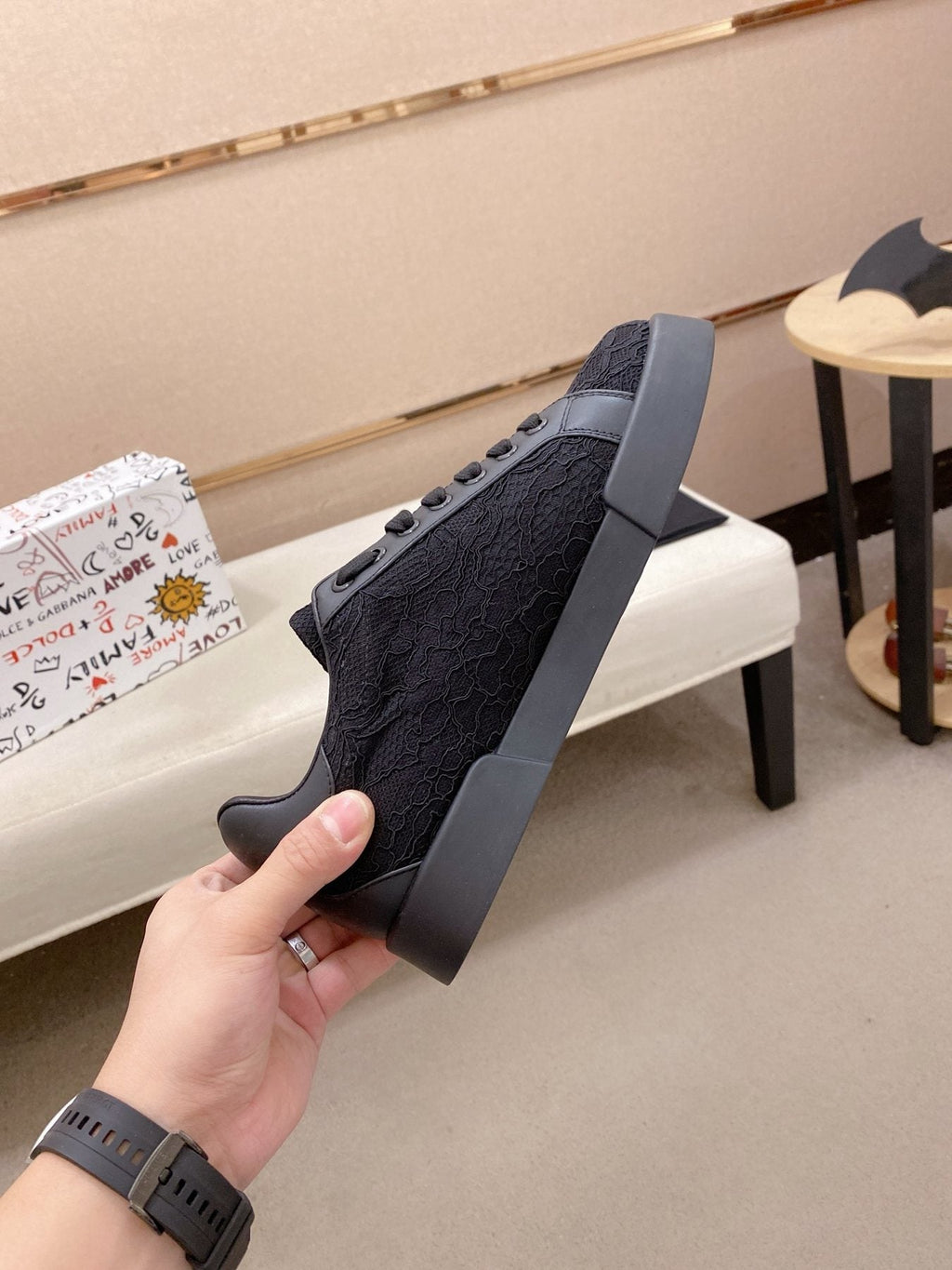 Dolce & Gabbana Black Logo Low-Top Sneakers — back