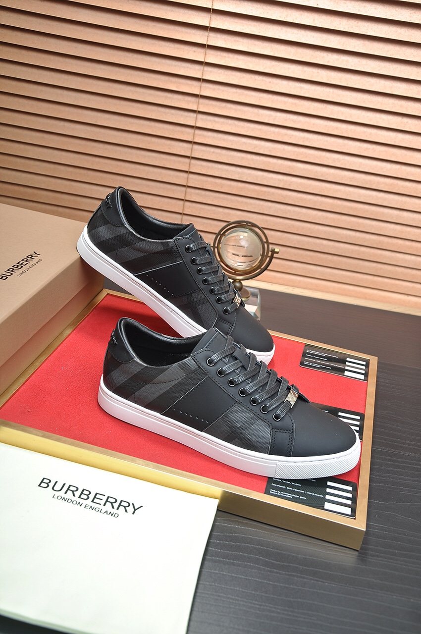 Burberry Black Check Low-Top Sneakers — side