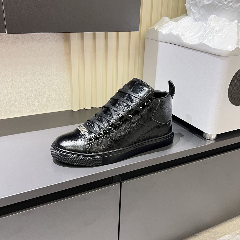 Balenciaga Black Textured High-Top Sneakers — side