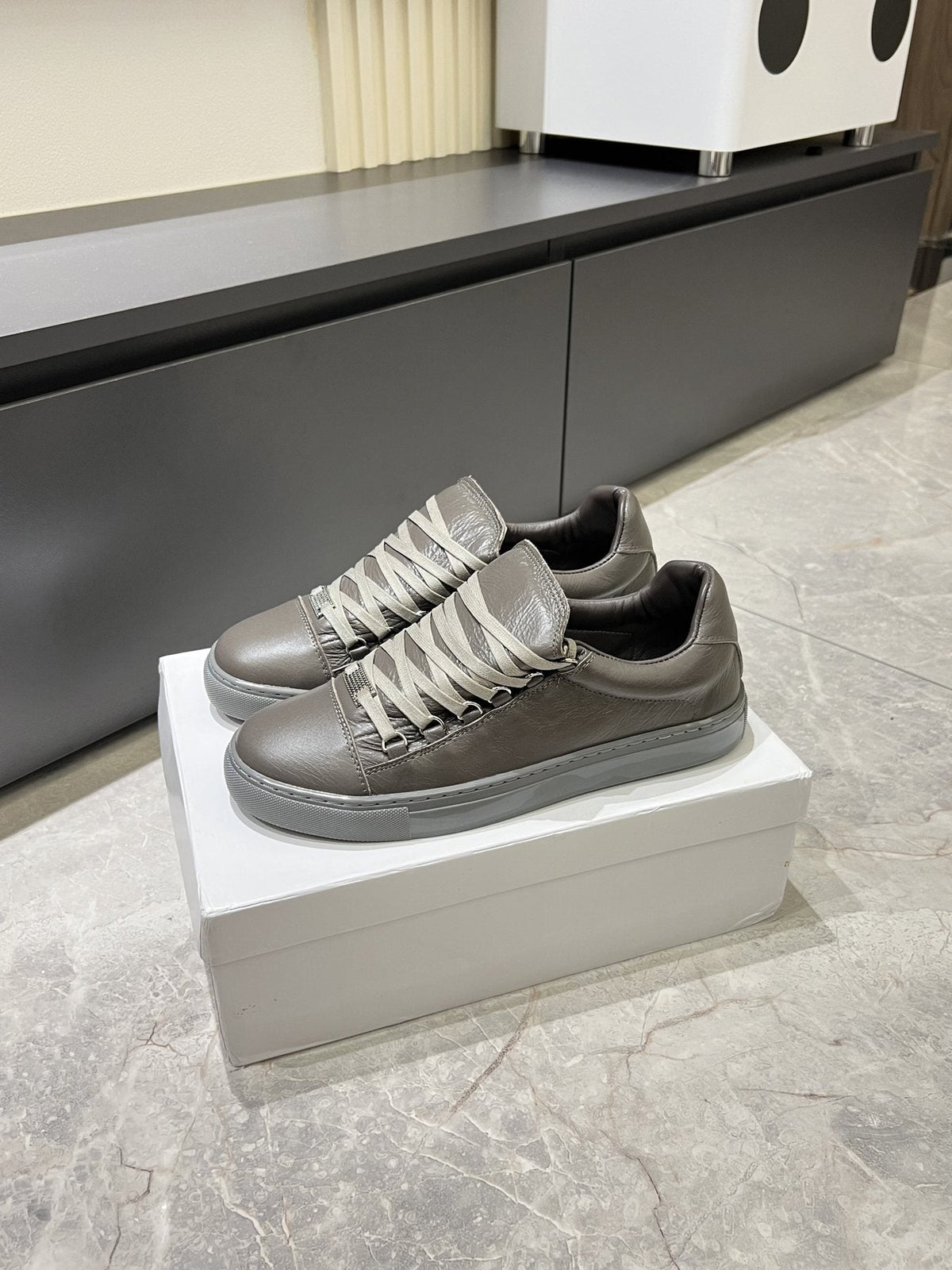 Balenciaga Taupe Gray Low-Top Sneakers — front