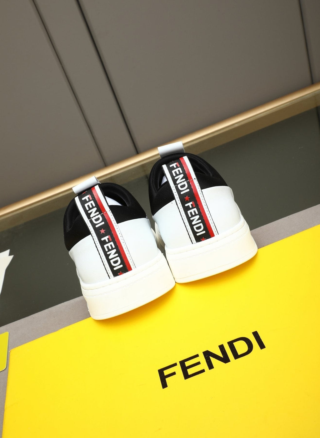 Fendi Brown Patterned Slip-On Sneakers — back