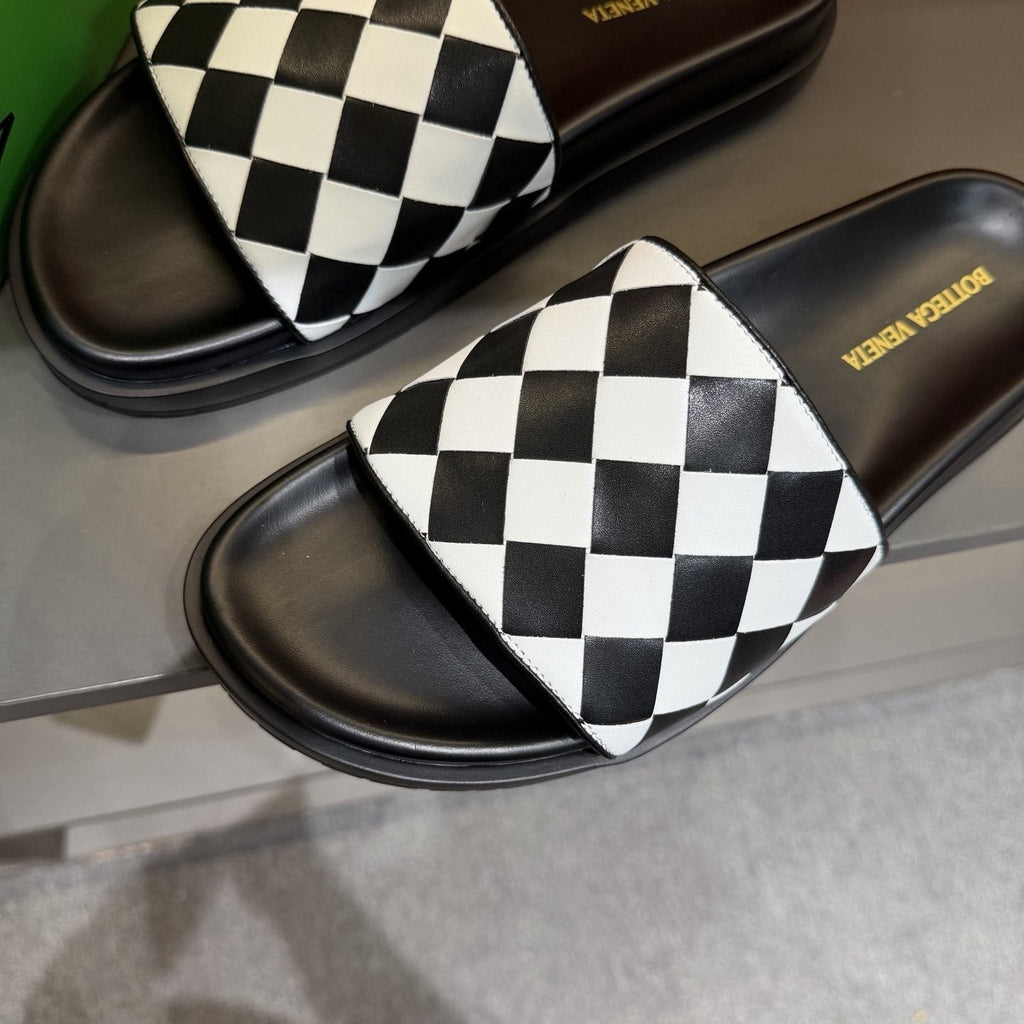 Bottega Veneta Checkerboard Slide Sandals — detail