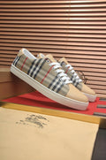 Burberry Beige Plaid Low-Top Sneakers — hero