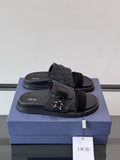 Dior Dark Gray Patterned Slide Sandals — hero