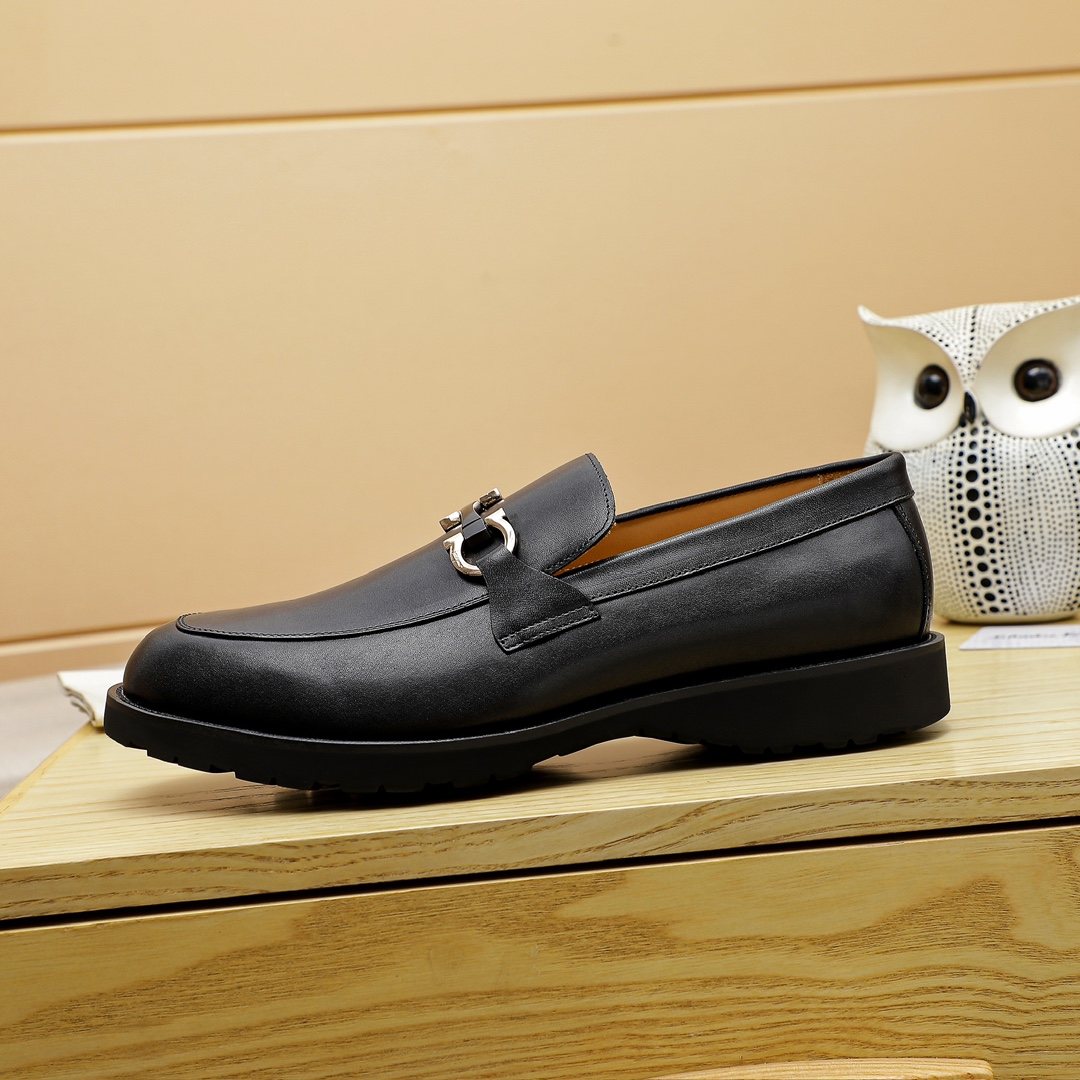 Ferragamo Black Bit Loafers — side