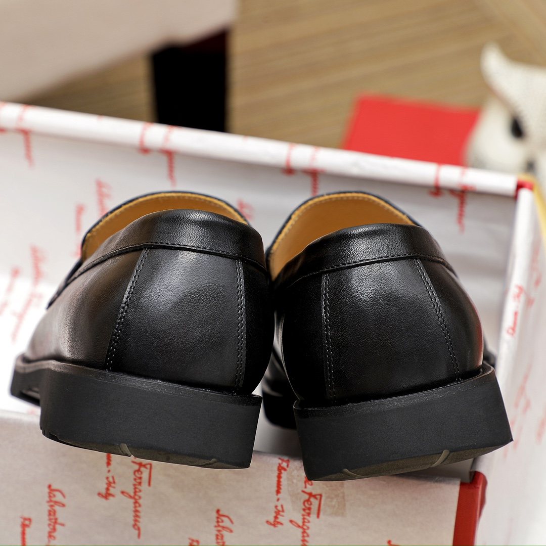 Ferragamo Black Bit Loafers — back