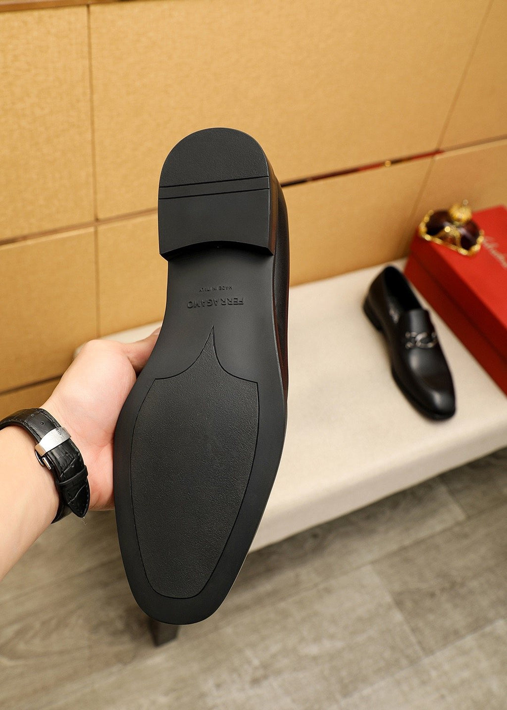 Ferragamo Black Bit Loafers — back