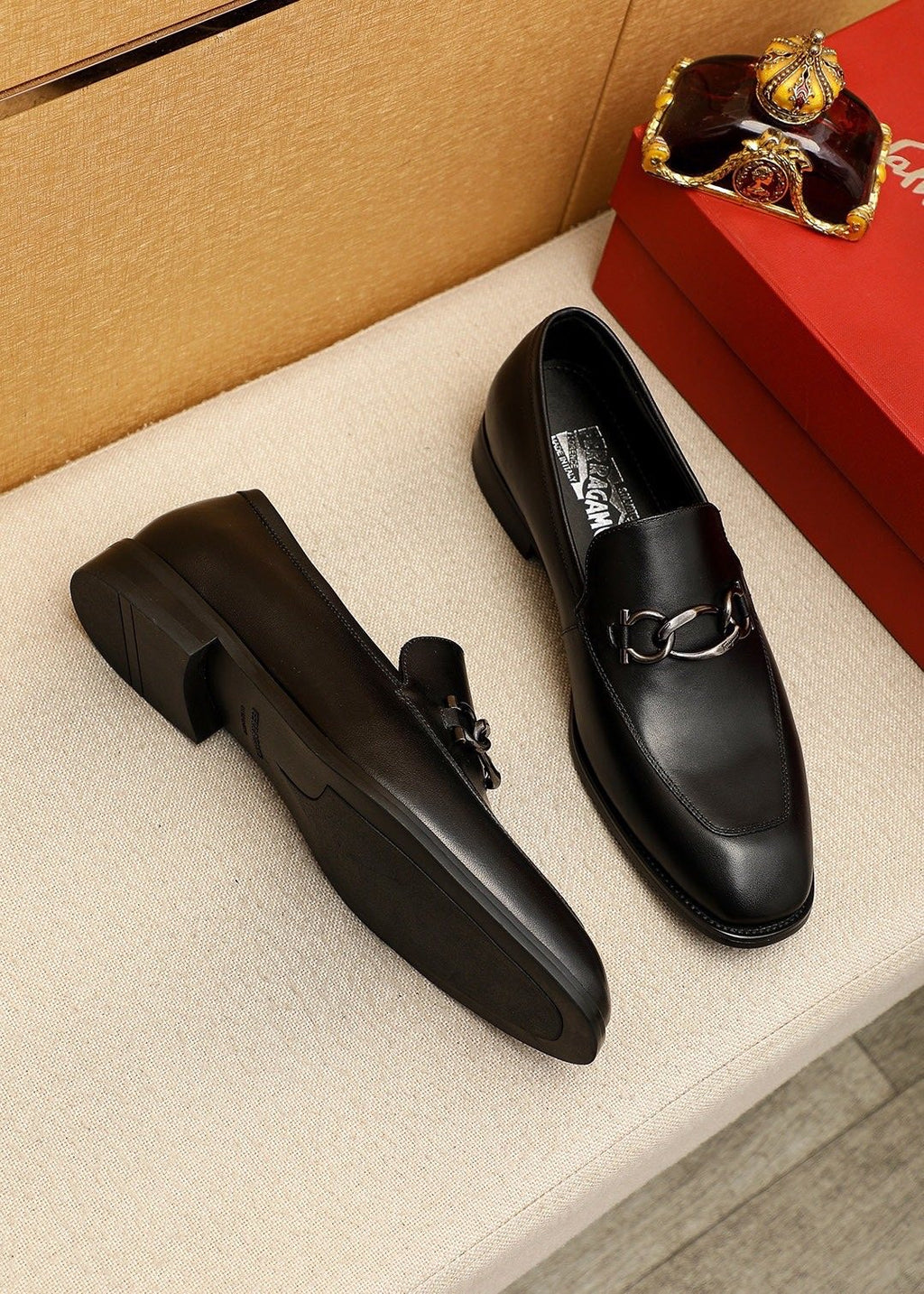 Ferragamo Black Bit Loafers — side