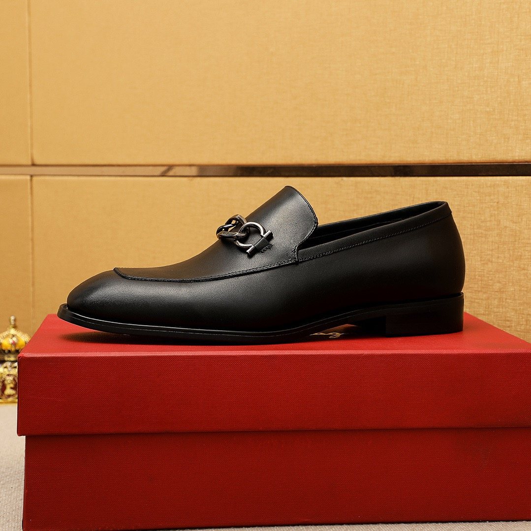 Ferragamo Black Bit Loafers — side