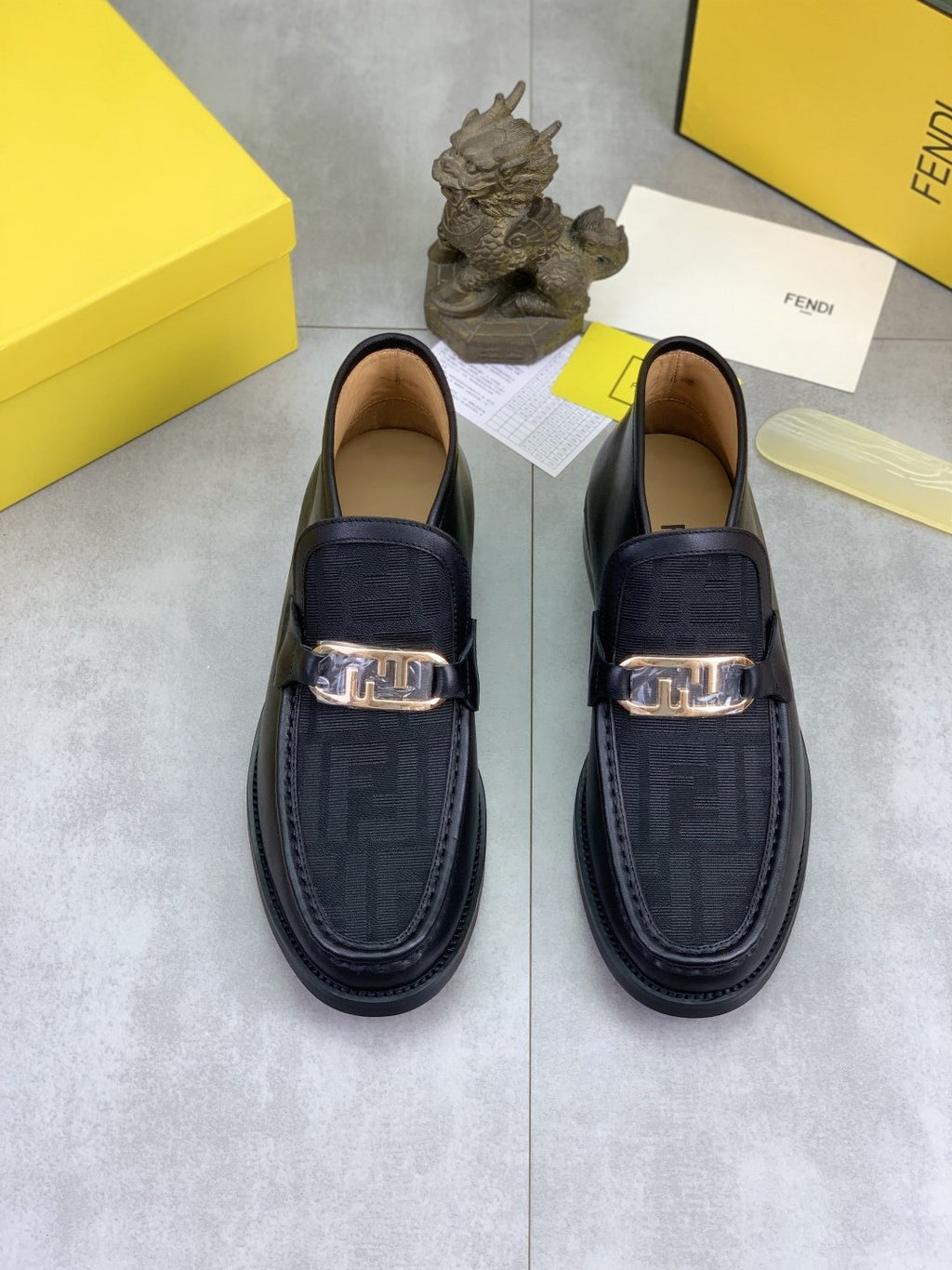 Fendi Black Gold-Tone Detail Ankle Boots — front
