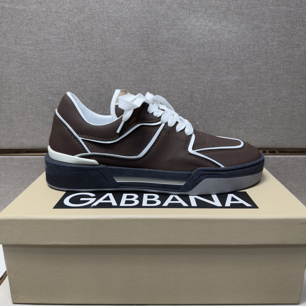 Dolce & Gabbana Dark Brown Trim Sneakers — side