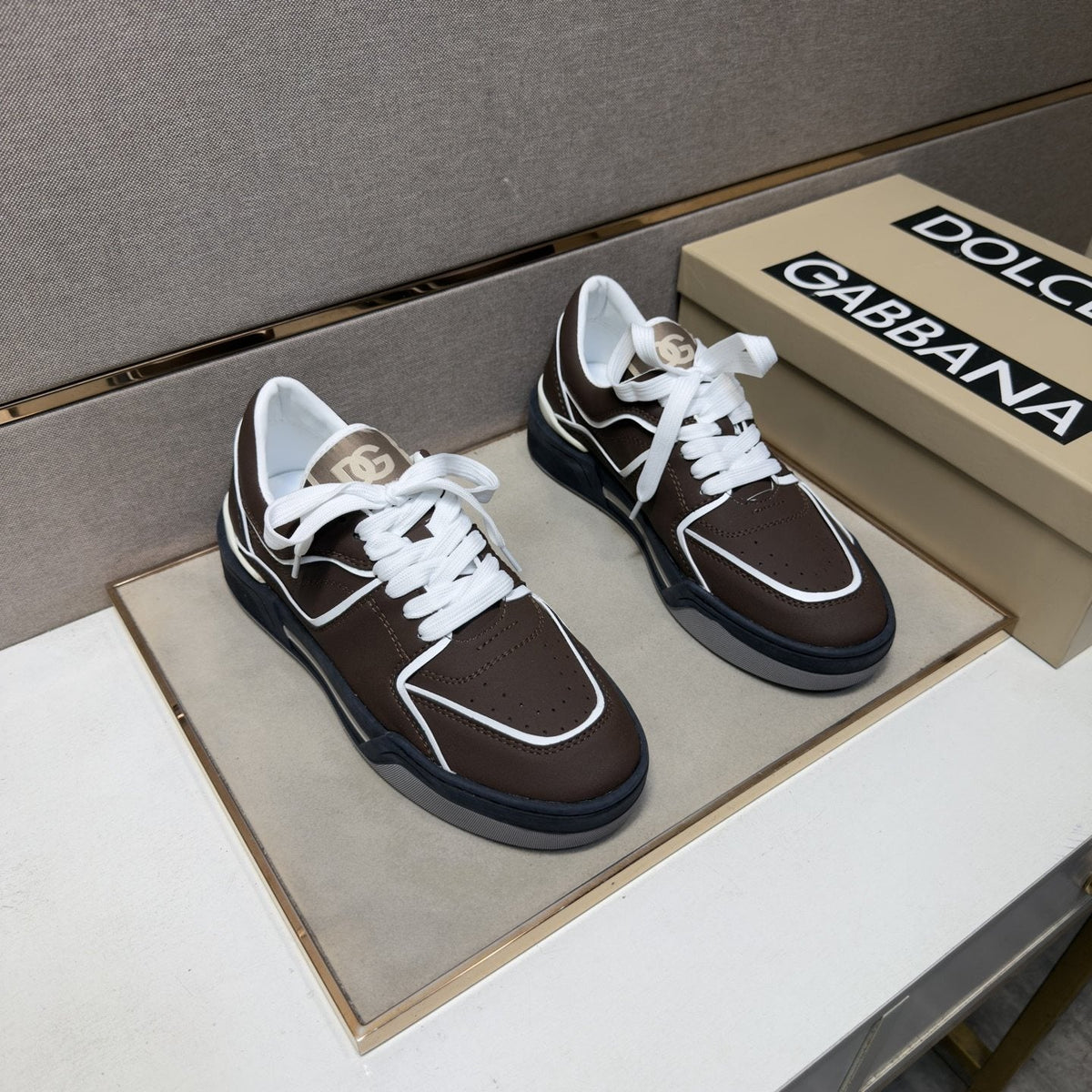 Dolce & Gabbana Dark Brown Trim Sneakers — hero