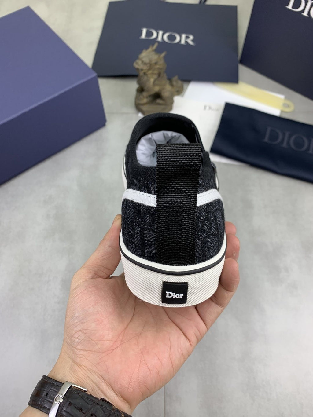 微商相册测试鞋子-Dior Logo-Pattern Canvas Slip-On Sneakers — back