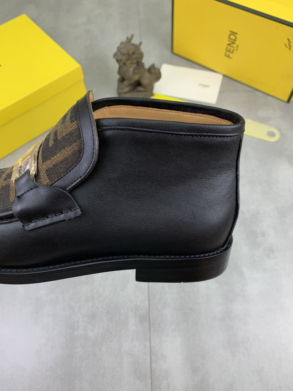 FENDI Black Monogram Vamp Ankle Boots — back