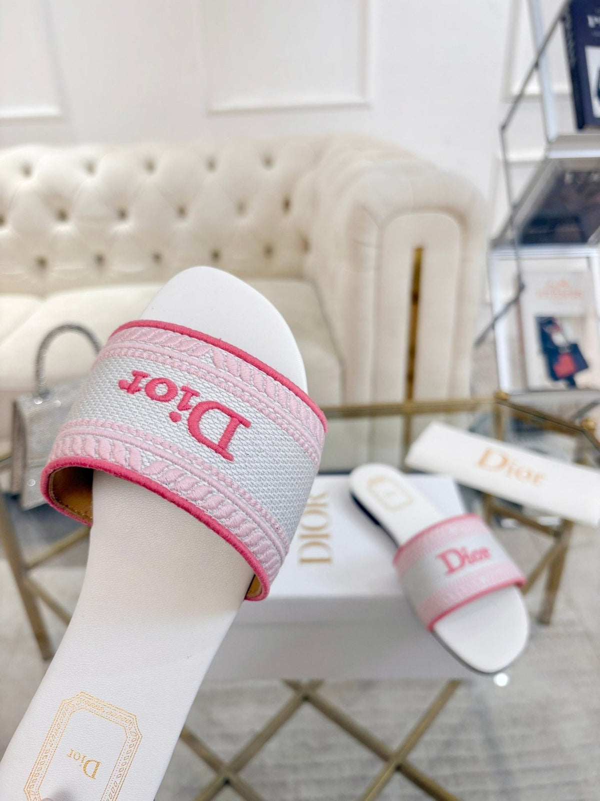 Dior Logo Strap Slide Sandals — front