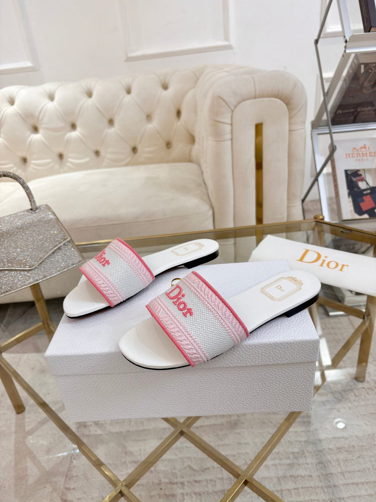 Dior Logo Strap Slide Sandals — front