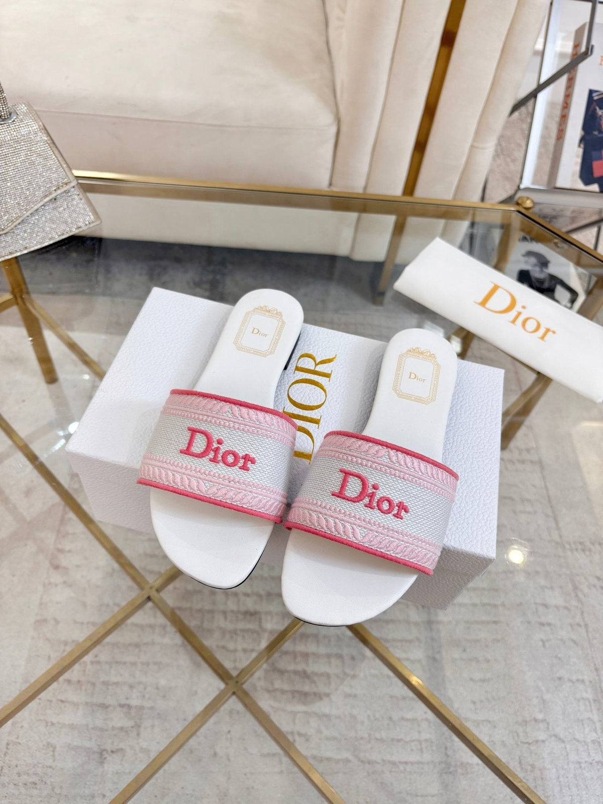 Dior Logo Strap Slide Sandals — back