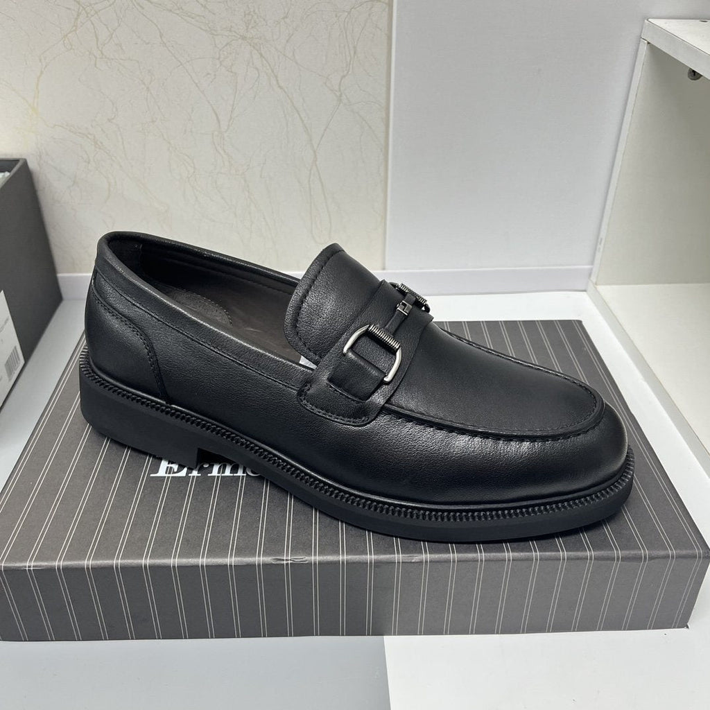 Ermenegildo Zegna Black Leather Bit Loafers — side