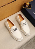 Dior Cream White Metal-Detail Loafers — front