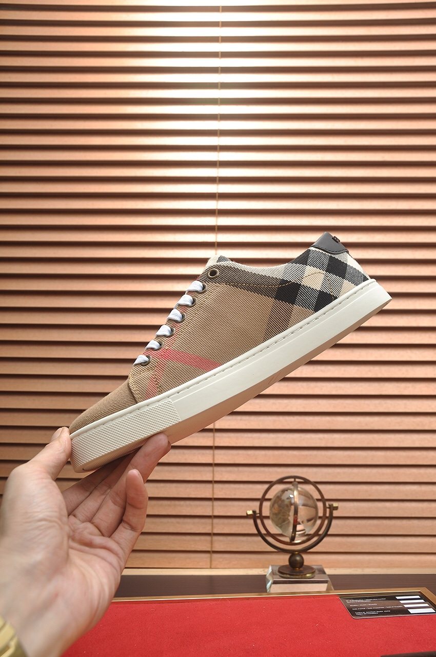 Burberry Check Panel Low-Top Sneakers — side