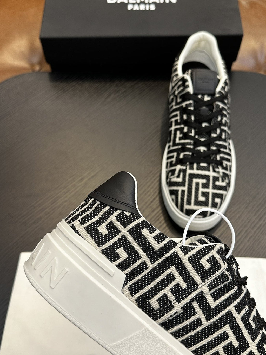 Balmain B-Skate Patterned Low-Top Sneakers — back