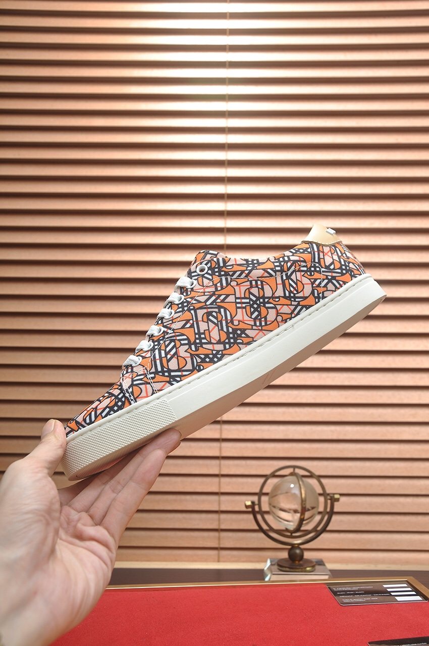 Burberry Orange Geometric Low-Top Sneakers — side