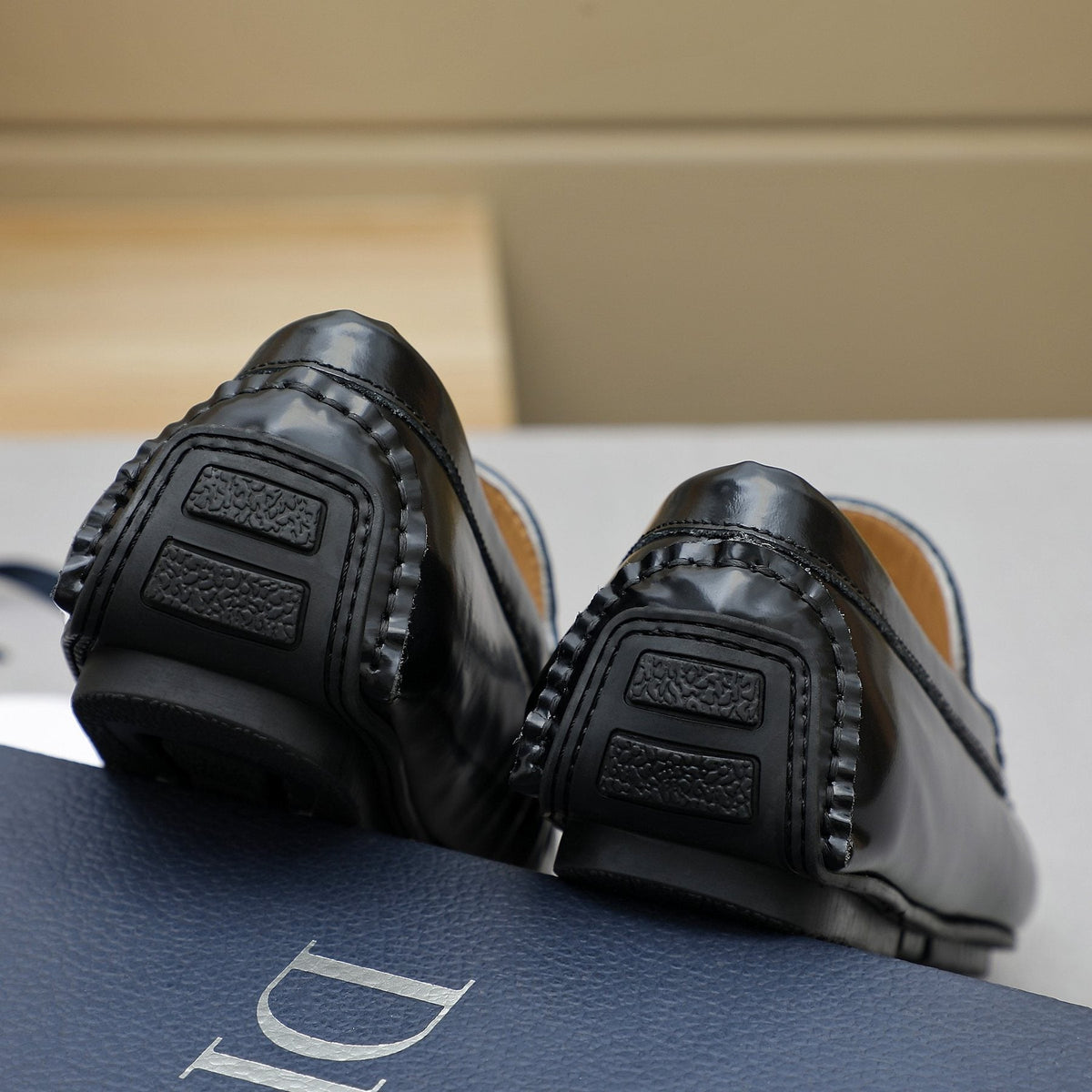 Dior Black Embossed Slip-On Loafers — back