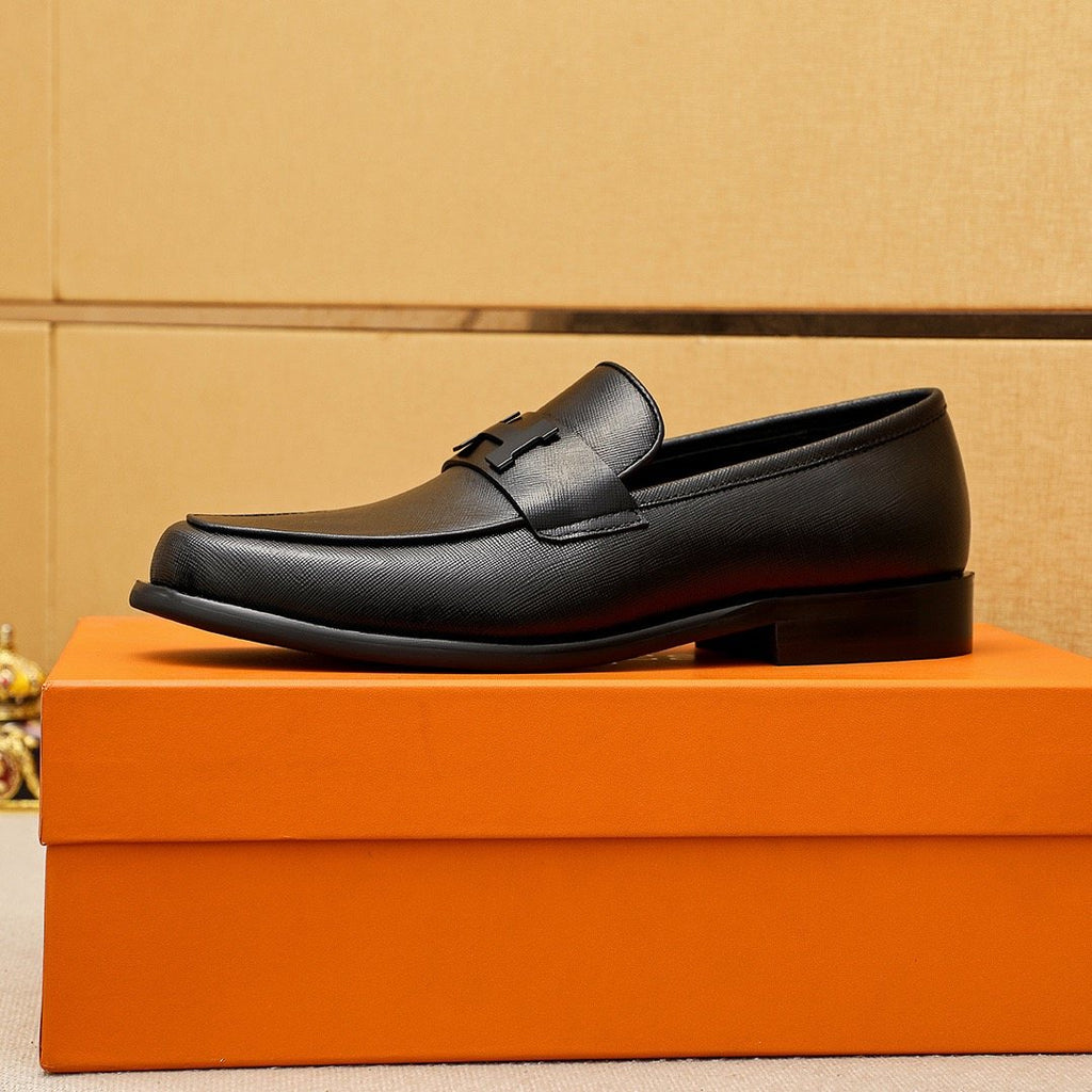 Hermès Black H-Strap Slip-On Loafers — side