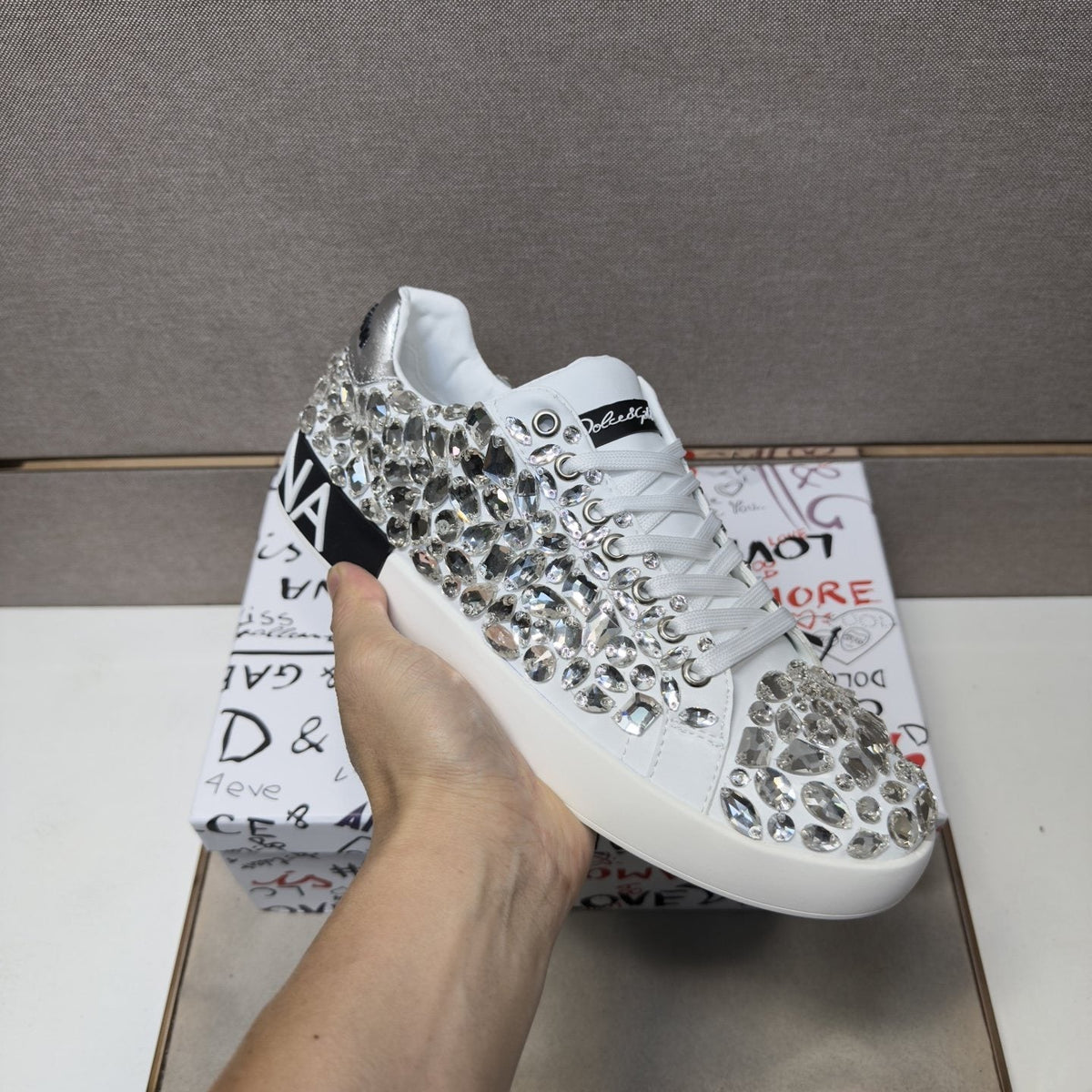 Dolce & Gabbana Crystal Low-Top Sneakers — model