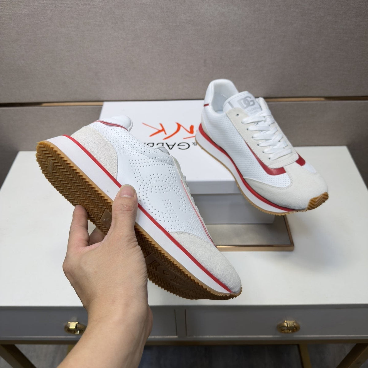 Dolce & Gabbana White Red Gum Sneakers — model