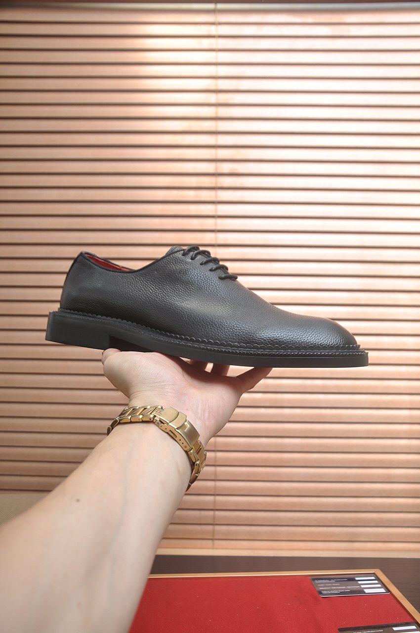 Christian Louboutin Black Red-Sole Lace-Up Dress Shoes — side